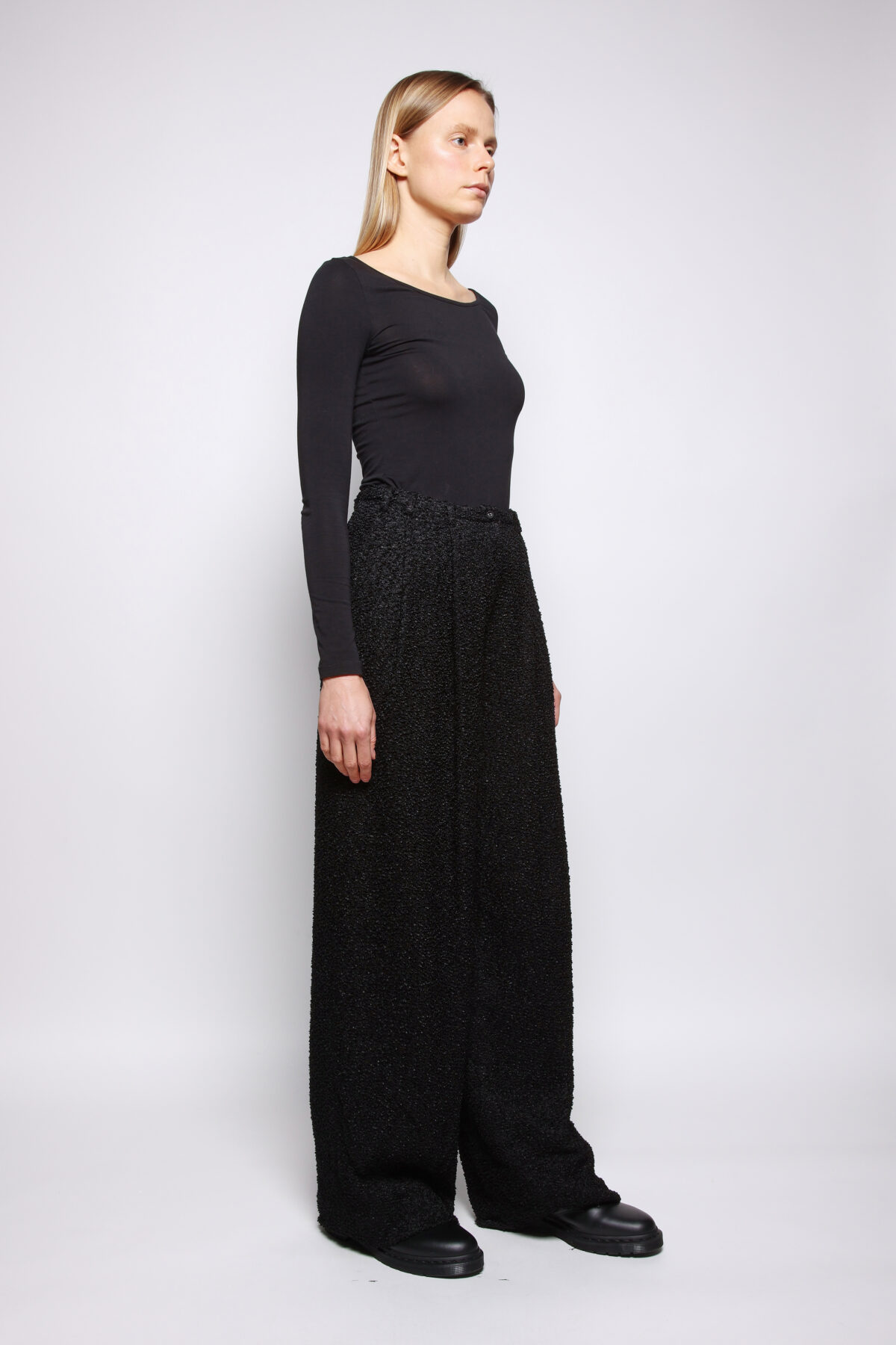 Boucle Jacquard Pant with Pleats, view 2