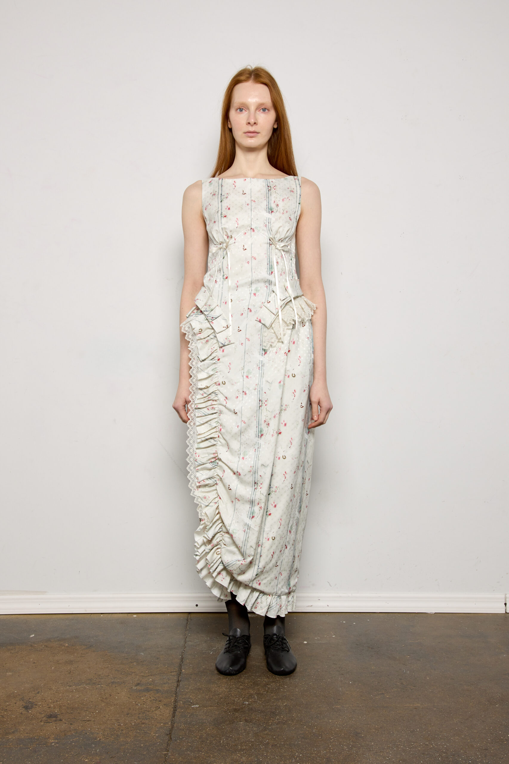 Print Ruffle Sculpted Cinch Dress | meruert tolegen