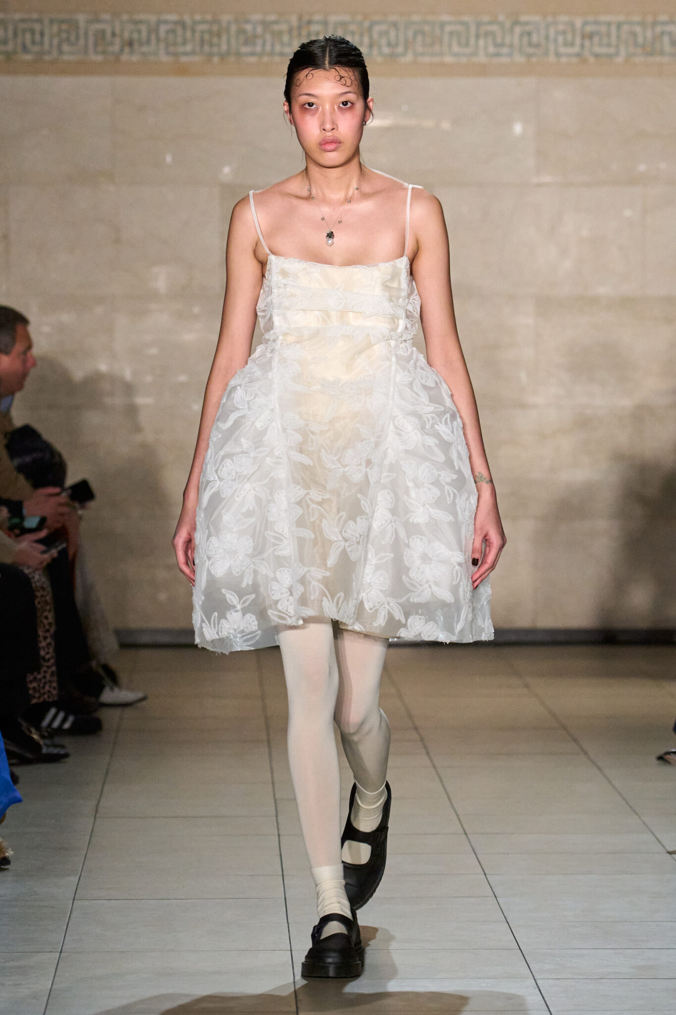 Runway look: white tulle strapless mini dress, Meruert Tolegen Fall/Winter 2025
